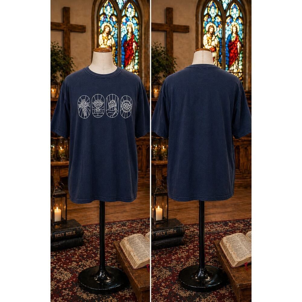 Next Level Christian Icons Graphic Tee Navy Blue 3XL Faith Shirt